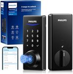 Philips Smart Lock with App Control, Fingerprint Smart Door Lock, Keyless Entry Door Lock, Smart Bluetooth Deadbolt Replacement, Auto Lock, Passcode Code Door Lock, Digital Keypad Deadbolt-Matte Black
