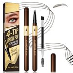 Eyebrow Pencil for Women,4-Tip Microblading Eyebrow Pen with 1 Brow Brushes, Waterproof&Sweatproof for Women to Effortlessly Create Natural Hair-Like Strokes, All-Day Wear,Gifts for Girls,Black Brown