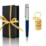 Custom Gift Ballpoint Pen with Custom Keychain - Gift Box Luxury Pen with PU Leather, Engraving your Message, Name on the Pen. Pen Gift Set for Men & Women