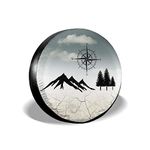 Nature Outdoor Mountain Compass Camping Spare Tire Cover Dust-Proof UV Sun Wheel Covers Fit for Trailer, RV, SUV and Many Vehicle 16 Inch