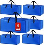 6 Pack Heavy Duty Extra Large Moving Bags Storage Tote - Strong Handles& Backpack Straps - Space Saving Storage Bags Alternative to Moving Boxes and Bins,Compatible with Ikea Frakta Cart, Blue