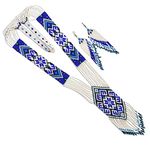 Beaded Bohemian Gypsy Non Precious Metal Alloy Crystal Tribal American style Ukrainian Loom seed bead Multi strand Vintage Designer Native Indian Necklace for women (blue,White)