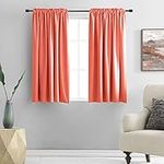 DONREN Coral Blackout Curtain Panels with Rod Pocket - Room Darkening Thermal Insulated Curtains for Bedroom (Salmon Color,42 W x 45 L Inch,2 Panels)