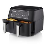 Swan SD10410N 8L Digital Dual Basket Air Fryer with Keep Warm Function, 10 One-Touch Pre-sets, Rapid Air Circulation, 1600W, Black