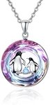 TANGPOET Penguin Necklace 925 Sterling Silver Crystal Necklace Penguin Pendant Birthday Jewellery Gifts for Women Ladies Girls, Sterling Silver