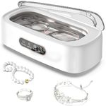 Ultrasonic Jewelry Cleaner, 47KHz Portable Professional Ultrasonic Cleaner for Cleaning Jewelry Eyeglass Ring Brace Watches Shaver Head Dentures, 304 Stainless Steel Tank