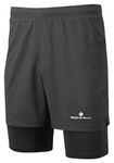 Ronhill Running, Men's Core Twin Short, All Black with reflect, Size M
