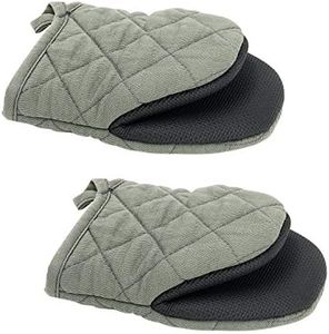 Ulable [Pack de 2] Mini manoplas de horno resistentes al calor antideslizantes de neopreno Golves con lazo para colgar para microondas y horno [Gris]
