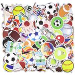 100 PCS Mixed Ball Stickers, Sports Vinyl Sticker Waterproof for Kids Boys Girls, Basketball Accessories for Water Bottle, Laptop, Skateboard, Helmet, Trunk, Phone (Mixed ball)