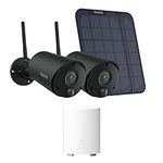 Reolink Argus Eco 2 Cam+Hub Mini Bundle I Wireless Solar Outdoor Camera System with Local Storage, Night Vision Smart Detection, Works with Alexa