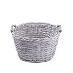 Heavy Duty Log Basket Fireside Blanket Basket Bedroom Storage Basket (Grey Oval)