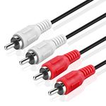 TNP RCA to RCA Audio Cable (10 FT) - 2 RCA Male to Male Red and White Audio Cable - RCA Cables Car Audio Connector Plug Jack Wire Cord for Home Theater, HDTV, Amplifiers, Hi-Fi Systems, Speakers