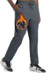 Boyzn Men's Winter Fleece Ski Pants with Zipper Pockets Warm Sweatpants Sun Protection Pants Dark Grey-2XL