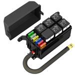 Joinfworld Relay Box 12V Automotive Fuse Relay Box Pre-Wired Universal Waterproof Fuse and Relay Box with 6 Relays and 6 ATC/ATO Blade Fuses for Car Truck Jeep Boat