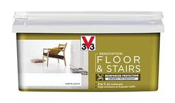 V33 Renovation Floor & Stairs Paint | High Resistance to Shocks and Abrasions | Anti-Stain Barrier for Reinforced Protection | White Satin | 2L