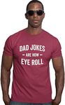 Go All Out Medium Cardinal Adult Dad Jokes are How Eye Roll Deluxe T-Shirt