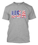 USA - Retro American Flag Stars & Stripes Men's T-Shirt - Grey - XL