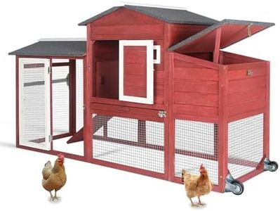 Ketive 71" Chicken Coop Large Wooden Chicken Tractor - with Wheels Waterproof Outdoor Hen House Poultry Cage Back Yard Chicken Coops with Run, Laying Boxes and Secure Enclosure