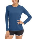 TACVASEN Womens Long Sleeve Yoga Top UV Clothing Long Sleeve Base Layer Outdoor Long Sleeve Running Hiking Shirts Rash Vest Blue Grey