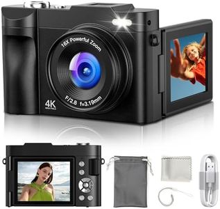 Digital Camera 4K for Photography Vlogging: 48MP Cameras for Video - 16X Zoom Photo Camera Gifts for Teens Ages 8-16 - 180°Flip Screen Compact Cámara - Point and Shoot Digital Cameras for YouTube