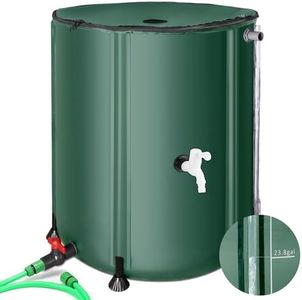 Rain Barrels to Collect Rainwater from Gutter - Portable Water Storage Tank Water Barrel Rainwater Collection System Rain Catcher Include Filter Two Spigots and Overflow Kit (53 Gallon, Green)