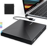 PeroBuno External CD DVD +/-RW Drive USB 3.0 TYPE C Portable CD/DVD Player Burner Reader Writer Optical CD ROM Disk Drive for Laptop Desktop PC iMac MacBook Pro/Air Windows 11/10/8/7/XP Linux Mac OS