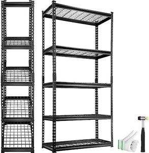 VEVOR Storage Shelving Unit, 5-Tier Adjustable, 2000 lbs Capacity, Heavy Duty Garage Shelves Metal Organizer Wire Rack, Black, 36" L x 16" W x 72" H for Kitchen Pantry Basement Bathroom Laundry Closet