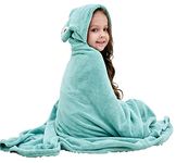 Hilmocho Baby Hooded Bath Towel Infant Toddler Swaddle Wrap Blanket Soft Warm Coral Velvet Absorbent Swimming Shower Towel (Green Frog)