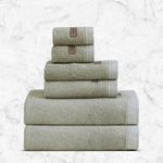 SPREAD SPAIN Bamboo Towel Set, Pack of 6, 360 GSM, Highly Absorbent, Super Soft & Quick Dry, 2 Bath 2 Hand 2 Face Towels (Olive)