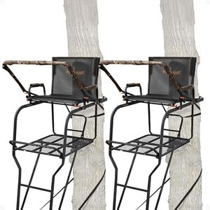 Big Game 2-Pack 1-Person Ladder Tree Stand for Hunting Deer, Hunter HD, 18.5' Tall, Black - Adjustable Climbing Treestand with Platform and Safety Harness for Shooting