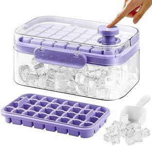 Square Ice Cube Tray with Lid and Bin, 2 Pack Ice Cube Molds for Cocktails, One Button Easy Release Ice Trays for Freezer with Handle, Ice Container Box, Ice Scoop, 64pcs Ice Cube for Whiskey