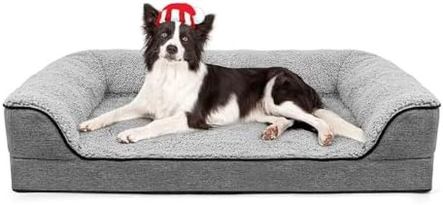 Orthopedic Dog Bed, Bolster Couch Dog Bed for Large Dogs, Removable Washable Cover Pet Bed, Foam Nonskid Dog Mat (Large(36''*26''), Grey)