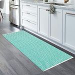 MDZ® Hand Woven 100% Cotton Diamond Rug, Bed Side Runner for Bedroom, Living Room, Kitchen, Entrance, Passage, Style: Modern, Size: 2x5 Feet | Organic | Eco Friendly | Machine Washable (Turquoise)