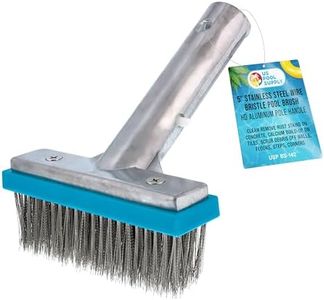 U.S. Pool Supply 5" Stainless Steel Wire Bristle Pool Brush, HD Aluminum Pole Handle - Clean Remove Rust Stains on Concrete, Calcium Build-Up on Tiles, Scrub Debris Off Walls, Floors, Steps, Corners