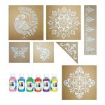 Swag Station Mandala Rangoli Stencils Set Rangoli Stencil Big Size for Floor (Set of 7 Stencil, 6 Rangoli Colors Set, Mandala Decorative Stencils Combo) Mandala Rangoli Making Tools Kit, Multi