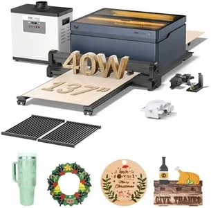 WECREAT Vision 40W Laser Engraver and Cutter Machine with Automatic Conveyor Feeder, Fume Extractor, 4-in-1 Rotary, Air Assist, Laser Bed for DIY Engraving and Cutting Acrylic Wood Metal Leather