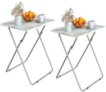 Folding TV Tray Table Set of 2,Dinner Snack Trays Table for Eating on Couch,Portable Metal Dinner Table for Small Sofa Bedside Tables with Light Weight, 15 x 18.9 x 26 in(Smoky Grey,2PCS)