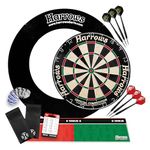 Harrows Dartboard Surround – 4-Piece Wall Protector Ring or Complete Premium Darts Bundle with Board, Trophy Darts & Oche – Home, Club & Gift Set Options (Bundle)