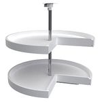 Rev-A-Shelf 2 Tier Pie-Cut Lazy Susan for Corner Base Cabinets, Plastic, 28" Double Shelf Swivel Kitchen Spice/Can Organizer, White, 6942-28-11-52