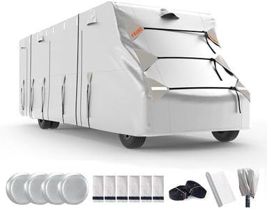 FRUNO Oxford Fabric Class C RV Cover Fits 20'-23' Waterproof Rip-Resistant Anti-UV Motorhome Camper Cover for Winter Snow with Jack Cover 4 Tire Covers and Gutter Covers
