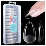 Gelike ec Short Nail Tips 240PCS Clear Nail Tips Kit for Soak Off Nail Extensions, Pre-Buff PMMA Soft Gel Full Cover Nail Tips Break Resistant Gel Nail Tips Resin Fake Nails Tips 12 Size-SHORT ALMOND