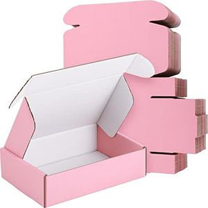 50 Packs Shipping Boxes Cardboard Corrugated Mailer Boxes 6 x 4 x 1.6 Inches Packaging Boxes for Small Business Small Box Cardboard Carton Box Cute Box Mailers for Packaging Product (Pink)