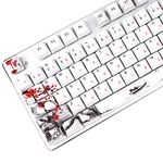 MOLGRIA Keycaps 110 Set for Full Size Mechanical Keyboard, Custom PBT OEM Profile Key caps Japanese Font with Keycap Puller for Cherry MX 104/87/71/61 60 Percent Keyboard(Plum Blossom)