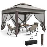 Outsunny 11' x 11' Pop Up Canopy, Outdoor Canopy Shelter Event Tent with 2-Tier Soft Top, Removable Zipper Netting and Storage Bag, for Patio, Backyard, Garden Camping, Mixed Grey