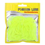 Fishing Lures,Garlic Soft Fish Baits,50pcs Soft Fishing Lures Baits Set, 5cm Plastic Fishing Bait T Tail Grub Worm Baits Fish Tackle Accessory 9 Colors(Fluorescent Green)