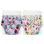 BASIC - Pack of 2 Diapers with 2 Dry feel Inserts - Freesize cloth diapers | Reusable cloth diapers for babies - Fits babies from 0-3 years - 5-17kgs | Option 7