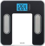 Taylor Precision Products Body Composition Scale Measuring Body Fat, Body Water, Muscle Mass and BMI, 1 Pound, White/Black