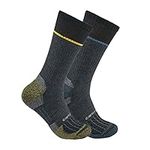 Carhartt Men's Force Midweight Steel Toe Crew Sock, Assorted 1 Black, Large