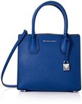 Michael Kors Women's Medium Mercer Bonded Leather Tote Shoulder Bag - Electric Blue