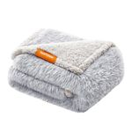 Feandrea Waterproof Dog Blanket, Long Plush Pet Blanket for Miniature and Small Dogs, Cats, 40 x 29 Inches, M, Sherpa Fleece, Double Sided, Reversible Dog Couch Cover, Gray Ombré UPPB004G01